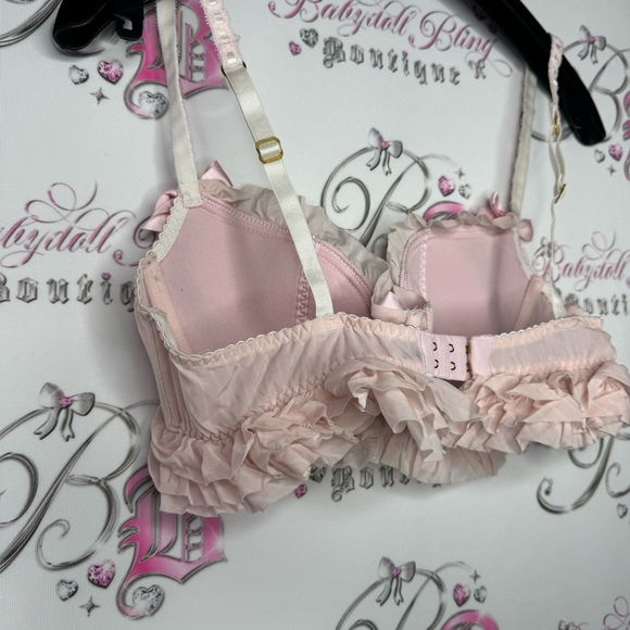 La senza bra love ruffle frilly bows ribbon 🎀 pink white striped tiered babydoll - Picture 11 of 14